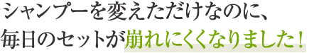 シャンプーを変えただけなのに、毎日のセットが崩れにくくなりました！